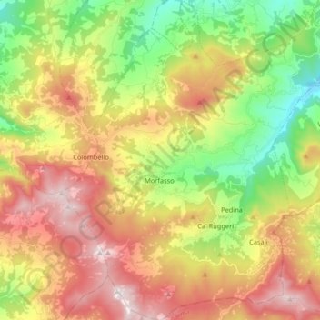 Carte topographique Morfasso, altitude, relief
