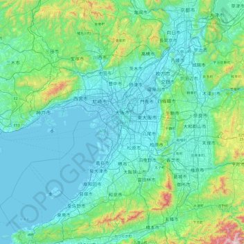 Carte topographique Préfecture d'Osaka, altitude, relief