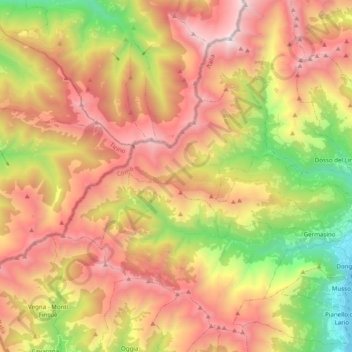 Carte topographique Gravedona ed Uniti, altitude, relief