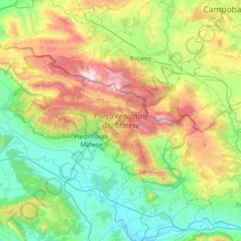 Carte topographique Parco regionale del Matese, altitude, relief