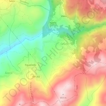 Carte topographique Grade, altitude, relief