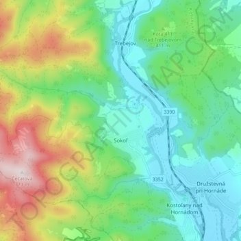 Carte topographique Sokoľ, altitude, relief