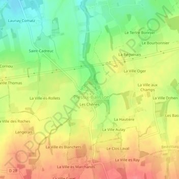 Carte topographique Plessix-Balisson, altitude, relief