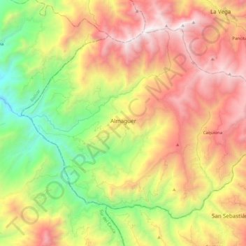 Carte topographique Almaguer, altitude, relief