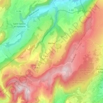 Carte topographique Merlas, altitude, relief