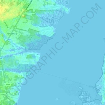 Carte topographique Forked River, altitude, relief