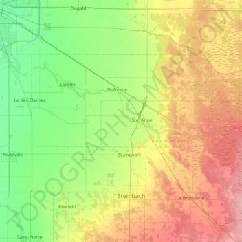 Carte topographique Seine River, altitude, relief