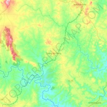 Carte topographique Tomar do Geru, altitude, relief