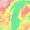 Carte topographique Lake Michigan, altitude, relief
