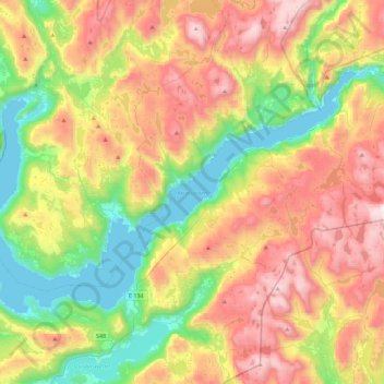 Carte topographique Åkrafjorden, altitude, relief