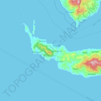 Carte topographique Maricaban Island, altitude, relief