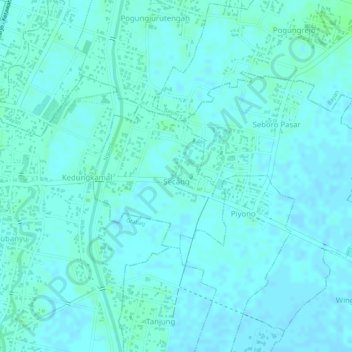 Carte topographique Secang, altitude, relief