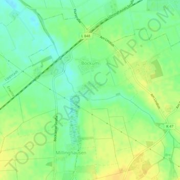 Carte topographique Böckum, altitude, relief