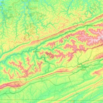 Carte topographique Harlan County, altitude, relief