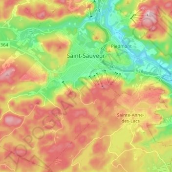 Carte topographique Saint-Sauveur, altitude, relief