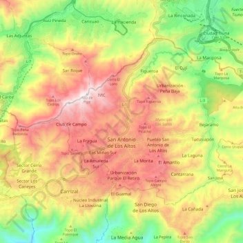 Carte topographique Parroquia San Antonio de los Altos, altitude, relief