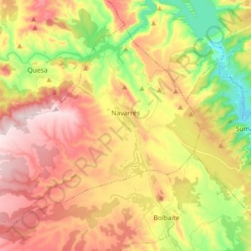 Carte topographique Navarrés, altitude, relief