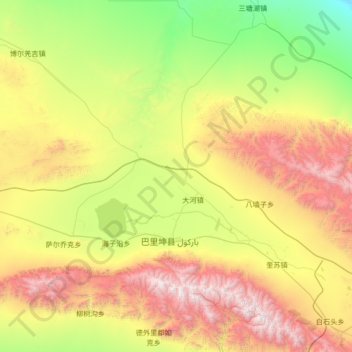 Carte topographique 兵团红山农场, altitude, relief
