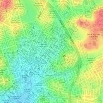 Carte topographique Palmeraie, altitude, relief