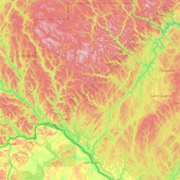 Carte topographique District rural du Nord-Ouest, altitude, relief