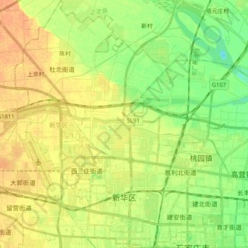Carte topographique Xinhua District, altitude, relief