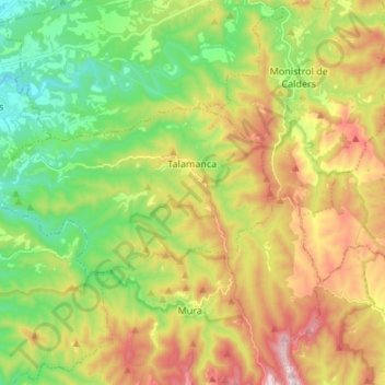 Carte topographique Talamanca, altitude, relief