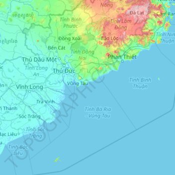 Carte topographique Sud-Est, altitude, relief