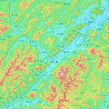 Carte topographique Tonglu County, altitude, relief