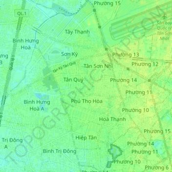 Carte topographique Tan Phu District, altitude, relief
