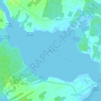Carte topographique Lac Inkerman, altitude, relief