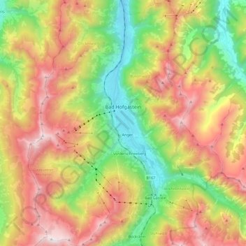 Carte topographique Bad Hofgastein, altitude, relief