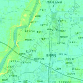 Carte topographique Jinan City, altitude, relief