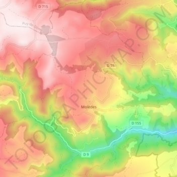 Carte topographique Molèdes, altitude, relief