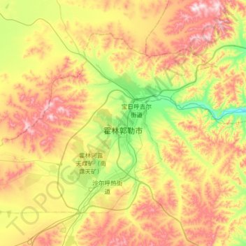 Carte topographique Holingol City, altitude, relief