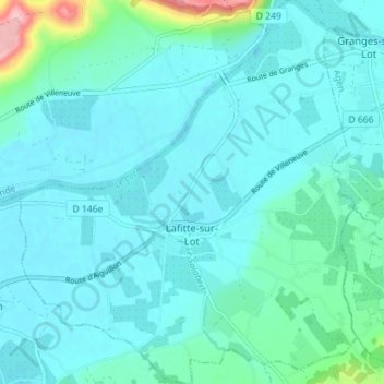 Carte topographique Lafitte-sur-Lot, altitude, relief