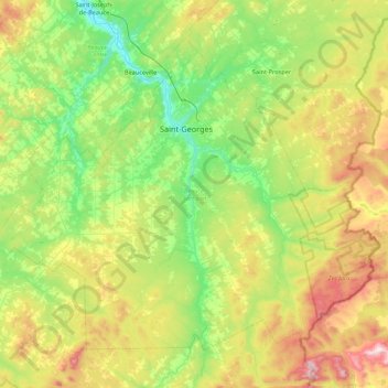 Carte topographique Beauce-Sartigan, altitude, relief