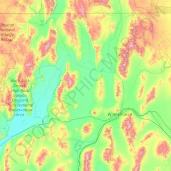 Carte topographique Humboldt County, altitude, relief