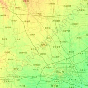 Carte topographique Xihua County, altitude, relief
