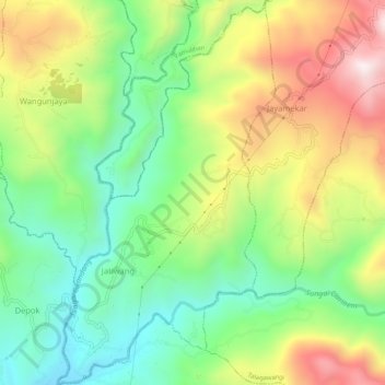 Carte topographique Jatiwangi, altitude, relief