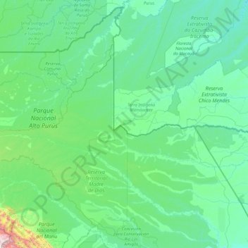 Carte topographique Tahuamanu Province, altitude, relief