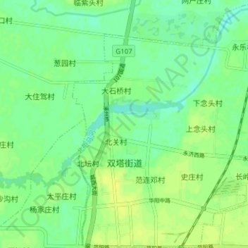 Carte topographique Shuangta Subdistrict, altitude, relief