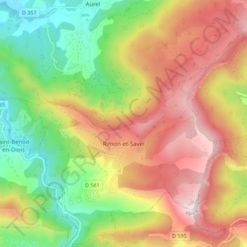 Carte topographique Rimon-et-Savel, altitude, relief