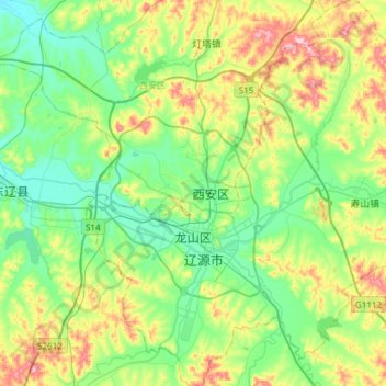 Carte topographique Longshan District, altitude, relief