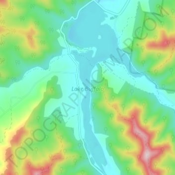 Carte topographique Lake Buffalo, altitude, relief