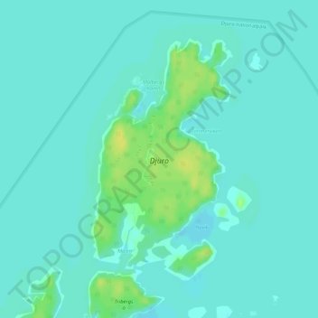 Carte topographique Djurö, altitude, relief