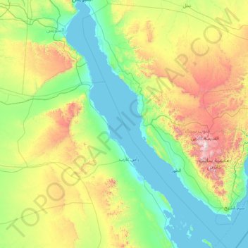 Carte topographique Golfe de Suez, altitude, relief