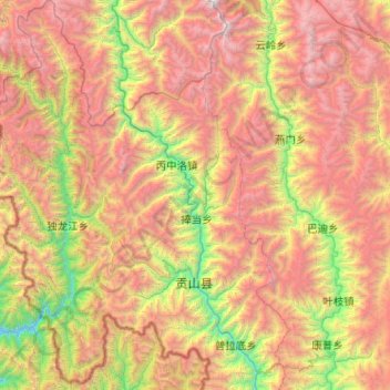 Carte topographique Gongshan Derung and Nu Autonomous County, altitude, relief