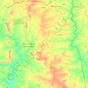 Carte topographique Bounkani, altitude, relief