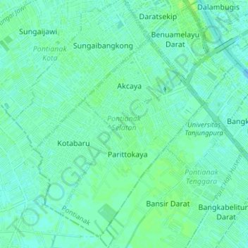 Carte topographique Pontianak Selatan, altitude, relief