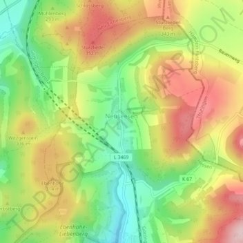 Carte topographique Neuseesen, altitude, relief